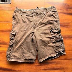 Vintage Plugg Men's Brown Multi-Pocket Cargo Shorts Size 34 Y2K Grunge